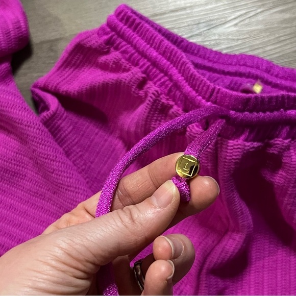 Mauve Womens Flare Wide Leg Beach Pants Knit Elastic Waist “L” on Aglet Size S/M - Picture 5 of 6